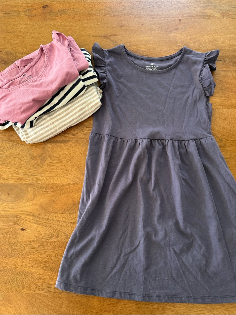 H&M Girls' Ruffle Sleeve cotton Dress Set of 4. Size 6x-8